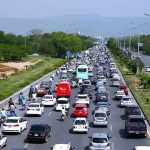 A view of Traffic jam on Expressway in the Federal Capital