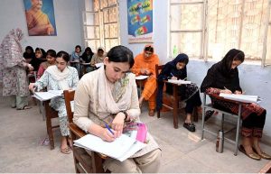 Secretary Education Board Sargodha, Syed Abul Hassan Naqvi, inspects examination arrangements at Government College Farooq Colony Examination Center