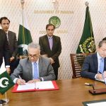Dr. Kazim Niaz, Secretary Economic Affairs, and Akamatsu Shuichi, Ambassador of Japan, signing Economic and Social Development Program for provision of smart water meters