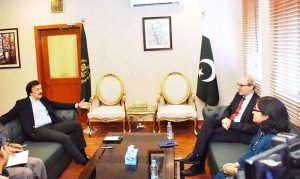 British Economist Stefan Dercon called on Special Assistant to the Prime Minister Haroon Akhtar Khan in Ministry of Industries and Production
