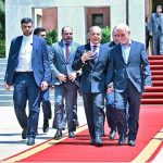 Iranian Interior Minister Eskandar Momeni seeing off Prime Minister Muhammad Shehbaz Sharif at Mehrabad Airport. Prime Minister Muhammad Shehbaz Sharif departs from Tehran for his official visit of Azerbaijan