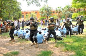 Rescue 1122, Civil Defence and Police conducting mock exercise in the school in case of war situation to counter any emergency situation
