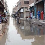 A view of sewerage water accumulated on Jamilaabad Chowk needs attention to the concerned authorities