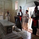 Governor Punjab Sardar Saleem Haider Khan offering dua after lay floral wreath during the Pakistan Rangers paying Guard of Honour at Mazar-e-Iqbal in connection with Youm-e-Tashakur at the national level to pay tribute to the Pakistan Armed Forces for their historic victory in Operation Bunyan-um-Marsoos