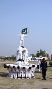 RPO Sargodha Muhammad Shahzad Asif Khan and Principal of Police Training School Sargodha, Dr. Anam Faryal Afzal, review the parade during the passing out ceremony of the 94th Basic Recruit Course at Police Training School Sargodha
