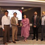 Chairperson NAVTTC Ms Gulmina Bilal Ahmed conferring the accreditation certificate by City & Guilds UK & GEMS to Mr Muhammad Aurangzeb Nadeem, the executive director American Lycetuff DNK School system in federal capital