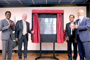 German Consul General in Karachi, Dr. Ruediger Lotz and PEBS President, Qazi Sajid Ali inaugurate the School Eye Clinic project at Pakistan Eye Bank Society (PEBS) Hospital. Sri Lankan Consul General Jagath Abeywarna also attended the inaugural ceremony