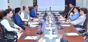 Federal Minister for Commerce Jam Kamal Khan meets with a delegation of the Pakistan Textile Council (PTC) led by Chairman Mr. Fawad Anwar, Mr. Asif Tata (Chairman, Naveena Group), and CEO Mr. Muhammad H. Shafqaat to discuss budgetary support, tariff rationalization, and green investment strategies for enhancing competitiveness and sustainability in Pakistan's textiles and apparel sector.