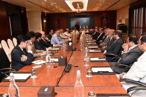 Prof. Ahsan Iqbal, Federal Minister for Planning, Development and Special Initiatives during a meeting with a delegation of the Pakistan Business Council (PBC)