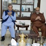 Prime Minister Muhammad Shehbaz Sharif visits the residence of Amir e Jamiat Ahl e Hadees Senator Professor Sajid Mir to offer condolences upon his demise