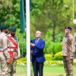 Prime Minister Muhammad Shehbaz Sharif performs flag hoisting in Prime Minister House with regard to Youm-e-Tashakkur