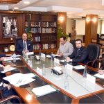 Finance Minister Senator Muhammad Aurangzeb engaging with leading exporters and businessmen led by Mr. Shabbir Diwan on driving export-led growth and policy reforms in federal capital