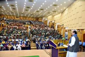 Chairman Prime Minister Youth Program Rana Mashood addressing during a consultative session on national youth policy at BZU