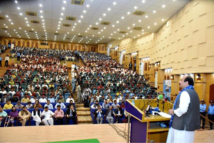 Chairman Prime Minister Youth Program Rana Mashood addressing during a consultative session on national youth policy at BZU