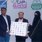 Provincial Minister for Health and Population Khawaja Imran Nazeer is distributing desktop computers during a ceremony at local Hotel