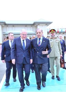 Prime Minister Muhammad Shehbaz Sharif see-off by Minister of National Defense of Turkiye Yaşar Guler at Istanbul Airport