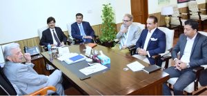 Federal Minister for National Food Security and Research Rana Tanveer Hussain meeting with ENGRO CEO Ali Rathore to discuss urea exports and gas supply