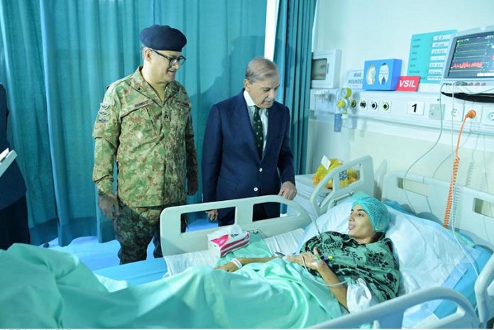 Prime Minister Muhammad Shehbaz Sharif along with Defence Minister Khawaja Muhammad Asif, Chief of the Army Staff General Syed Asim Munir and Minister for Information and Broadcasting Attaullah Tarar visited Combined Military Hospital Rawalpindi to meet the soldiers injured during M'arka-e-Haq