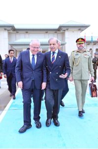 Prime Minister Muhammad Shehbaz Sharif see-off by Minister of National Defense of Turkiye Yaşar Guler at Istanbul Airport