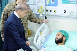 Prime Minister Muhammad Shehbaz Sharif along with Defence Minister Khawaja Muhammad Asif, Chief of the Army Staff General Syed Asim Munir and Minister for Information and Broadcasting Attaullah Tarar visited Combined Military Hospital Rawalpindi to meet the soldiers injured during M'arka-e-Haq