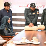 Rescue 1122 staffers providing training on first aid to save human lives during a workshop at the Press Club
