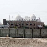 A view of dome of the Subhan Masjid damaged after Indian airstrike