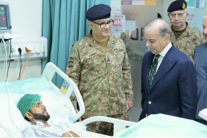 Prime Minister Muhammad Shehbaz Sharif along with Defence Minister Khawaja Muhammad Asif, Chief of the Army Staff General Syed Asim Munir and Minister for Information and Broadcasting Attaullah Tarar visited Combined Military Hospital Rawalpindi to meet the soldiers injured during M'arka-e-Haq