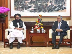 Deputy Prime Minister and Foreign Minister, Senator Mohammad Ishaq Dar meets with Afghanistan's Acting Foreign Minister, Amir Khan Muttaqi