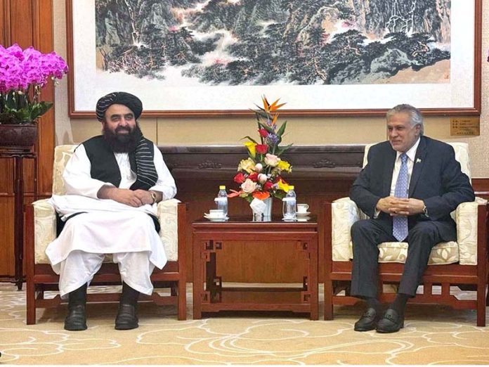 Deputy Prime Minister and Foreign Minister, Senator Mohammad Ishaq Dar meets with Afghanistan's Acting Foreign Minister, Amir Khan Muttaqi