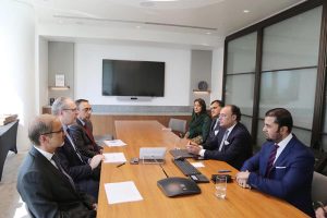 Finance Minister Muhammad Aurangzeb meeting with senior representatives of British American Tobacco (BAT) in London to discuss illicit trade, excise duty reforms, and the formalization of Pakistan's tobacco sector