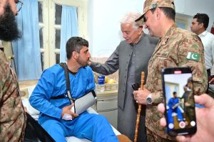 Defense Minister Khawaja Muhammad Asif is visiting those injured in Indian firing at CMH Hospital