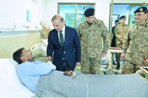 Prime Minister Muhammad Shehbaz Sharif along with Defence Minister Khawaja Muhammad Asif, Chief of the Army Staff General Syed Asim Munir and Minister for Information and Broadcasting Attaullah Tarar visited Combined Military Hospital Rawalpindi to meet the soldiers injured during M'arka-e-Haq