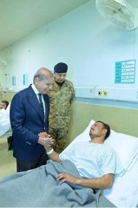 Prime Minister Muhammad Shehbaz Sharif along with Defence Minister Khawaja Muhammad Asif, Chief of the Army Staff General Syed Asim Munir and Minister for Information and Broadcasting Attaullah Tarar visited Combined Military Hospital Rawalpindi to meet the soldiers injured during M'arka-e-Haq