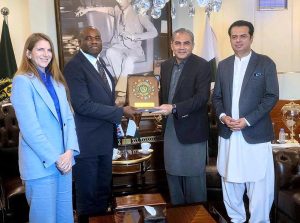 Federal Minister for Interior Mohsin Naqvi in a meeting with Foreign Secretary of the United Kingdom Rt. Hon. David Lammy.
