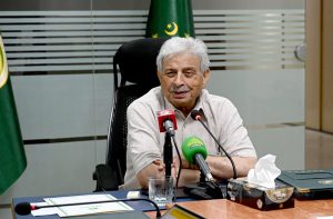 Federal Minister for National Food Security and Research, Rana Tanveer Hussain chairs a meeting on Sugar Price at PASSCO office.