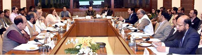 Senator Umer Farooq, Chairman Senate Standing Committee on Petroleum, presides over a committee meeting at Parliament House in federal capital