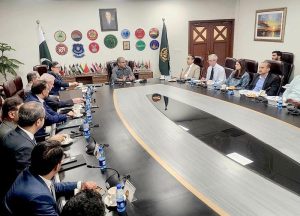 Federal Minister for Mohsin Naqvi chairing a high-level meeting to review the UPSCALE program in federal capital