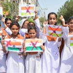 Students of Royal Public School System hold a protest against Indian airstrikes at Latifabad