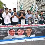 Human Rights Council of Pakistan offering Dua for the soul of the martyred children during protest against the terrorist attack in Khuzdar at Karachi Press Club