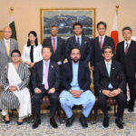 H.E. Mr. AKAMATSU Shuichi, Ambassador of Japan to Pakistan, Mr. Chaudhry Salik Hussain, Federal Minister for Overseas Pakistanis & Human Resource Development, Ms. Shaza Fatima, Federal Minister for Information & Communications, Mr. Mohammad Awn Sqlain, State Minister OPHRD, Mr. ITONAGA, Director JETRO, Ms. SAKURAI, CEO PlusW, Mr. MIYATA, Chief Representative JICA Pakistan, Mr. MATSUDA Kuninori, former Ambassador of Japan to Pakistan, Mr. Abdul Hameed, Ambassador-designate of Pakistan to Japan, Mr. Naseer Khan Kashani, MD Overseas Employment Corporation in a group photo at the “Pakistan-Japan Human Resources Stakeholders Meeting” held today at the official residence of the Ambassador of Japan to Pakistan