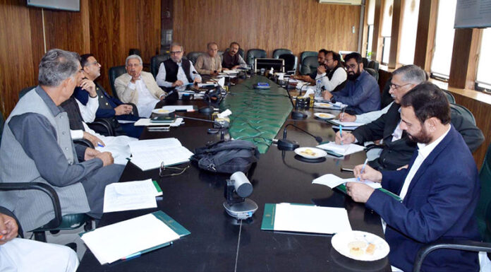 Federal Minister for National Food Security and Research Rana Tanveer Hussain chairing a meeting at the Ministry to review progress on Prime Minister’s directives and the Task Management System