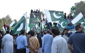 A large number of people participating in rally to express solidarity with the Pakistan Armed Forces in the federal capital.