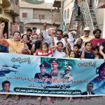 Members of minority communities stage a rally in Latifabad on Thanksgiving Day to express unwavering solidarity with the Pakistan Armed Forces over the success of Operation ‘Bunyan Marsous’ against India