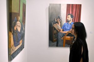 An art lover observing a creation during the preview of "The Next Wave" featuring 14 promising NCA graduates of 2025 on display at Gallery 6.