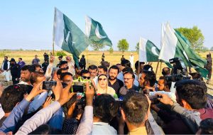 Former Federal Minister for Information and Broadcasting and senior political leader Dr. Firdous Ashiq Awan along with civil society members talking to media personnel during her visit to Brigade Headquarters to express solidarity with the Pakistani Armed Forces on the success of Operation "Bunyan Marsus", especially to pay tribute to the falcons of the Pakistan Air Force and to acknowledge the inspiring leadership of Army Chief General Asim Munir.