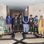 Chairman Prime Minister's youth programme Rana Mashhood Ahmed Khan with the winners of South Asia Table Tennis tournament