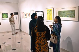 An art lover observing a creation during the preview of "The Next Wave" featuring 14 promising NCA graduates of 2025 on display at Gallery 6.