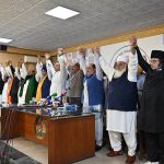 Members of interfaith harmony making hand chain to express solidarity with the Pakistan Army after Indian airstrikes