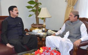 Governor of Khyber Pakhtunkhwa Faisal Karim Kundi meets with Acting Governor of Balochistan Abdul Khaliq Achakzai at Governor House
