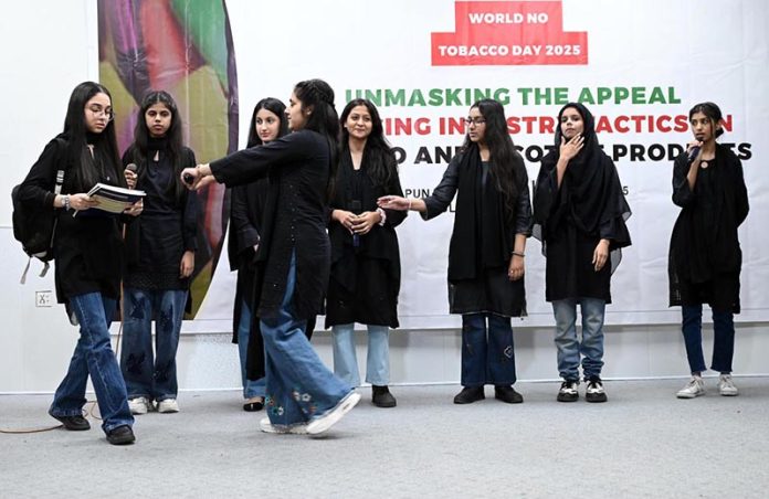 Students preforming Tablo against anti tobacco to celebrate World No Tobacco Day 2025 in federal capital